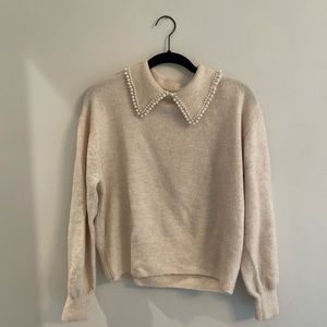 H&M Cream Pearl Collard Sweater
